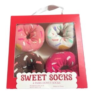 Valentines Day Sweet Socks 4 Pairs Donut Socks Adult Size 4-10